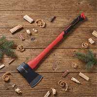 Hache industrielle robuste à dos plat pour fendre le bois, manche en fibre de verre rouge et noir, lame en acier à haute teneur en carbone de 4 1/2 pouces pour couper le bois