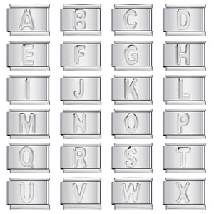 Pulsera Italiana de Acero Inoxidable Plateado con Letras Convexas, Modular, 26 Letras del Alfabeto, Unisex, Regalo, Joyería, Accesorio - Product Image 1