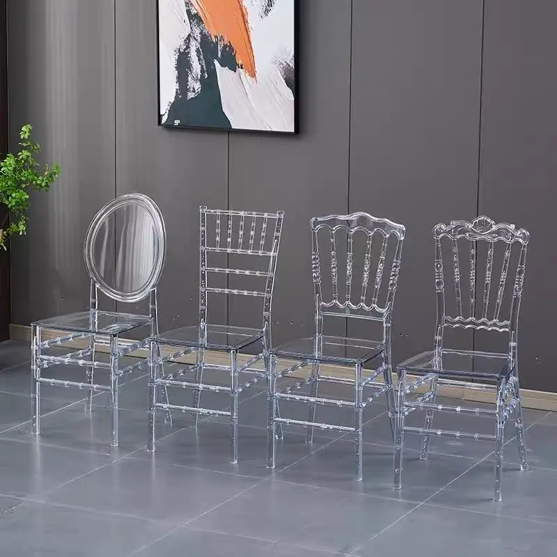 Wholesale Crystal Resin Acrylic Plastic Clear Transparent Stackable Wedding Tiffany Napoleon Party Hotel Chairs For Events