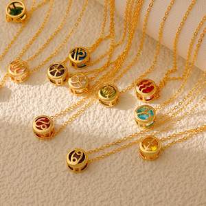 Collar de cadena de acero inoxidable con <span class=keywords><strong>signo</strong></span> del zodiaco hueco de Latón chapado en oro delicado <span class=keywords><strong>para</strong></span> mujer, joyería de circón, <span class=keywords><strong>el</strong></span> <span class=keywords><strong>mejor</strong></span> regalo de cumpleaños <span class=keywords><strong>para</strong></span> ella - Product Image 4