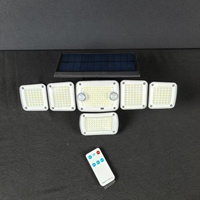 Lampe murale solaire à 6 têtes, 366 LED, double capteur de mouvement PIR, avec télécommande, IP44
