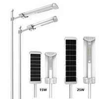 Lámpara Solar LED para Exteriores Todo en Uno, con Batería de Litio Monocristalina de 15W/25W, IP65, IK08, de Aluminio, con Control Remoto, Muestra Gratuita Disponible