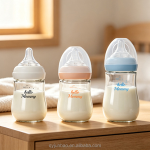 Bouteille en <span class=keywords><strong>verre</strong></span> pour bébé de qualité supérieure personnalisée, sans BPA, en <span class=keywords><strong>verre</strong></span> borosilicate haute résistance, <span class=keywords><strong>biberon</strong></span> <span class=keywords><strong>anti</strong></span>-<span class=keywords><strong>colique</strong></span> pour nouveau-nés de 0 à 12 mois - Product Image 2