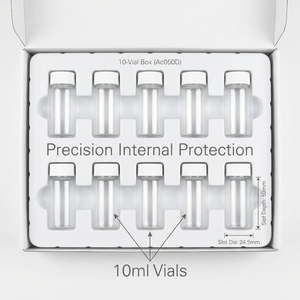 Professional Custom <b>10</b>-Vial Folding Packaging Box with Scientific Molecular Branding & Internal Tray for Peptide Vials - Product Image 3