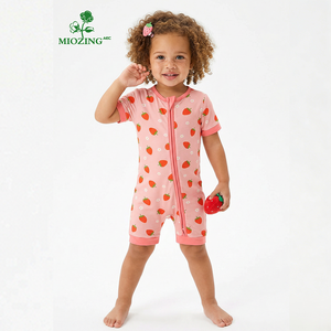 Miozing Yumuşak Esnek Bambu Bebek Pijamaları Çift Fermuarlı İlkbahar/Yaz Stoklarında, Butik Toptan Satış İçin Düşük Minimum Sipariş Adedi - Product Image 1