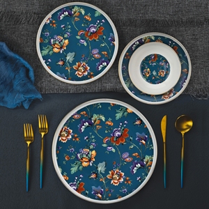 Vintage Gold Rim New Bone China 16 Pcs Flower Decal Dishes Food Salad Soup Plate and Bowls <b>Dinnerware</b> Set for Restaurant Hotel - Product Image 5