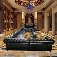 Karaoké Discothèque Canapé et Table Chesterfield Cuir Synthétique Bouton Tufté Canapé