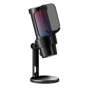 Microphone de bureau filaire multi-appareils, cardioïde, gain réglable, fonction silencieux en un <span class=keywords><strong>clic</strong></span>, 3 modes d'éclairage RVB, 7 effets RVB personnalisés, PC portable - Product Image 1