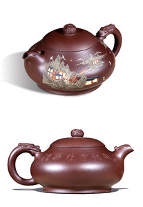 Authentique théière en argile Zisha de Yixing, en argile violette, faite à la main, pour le thé en vrac, le café et les ensembles de thé Kung Fu chinois. - Product Image 3