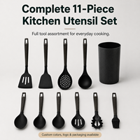 Ensemble d'accessoires de cuisine de luxe YMS Wholesale, 11 pièces, outils de cuisson en silicone PP de haute qualité avec poignée ergonomique, ustensiles de cuisine en stock