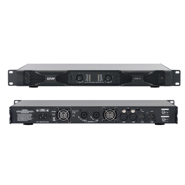 High Quality Portable 1U Digital 1200W X 2 Channels Class-D Light Power Amplifier D2012