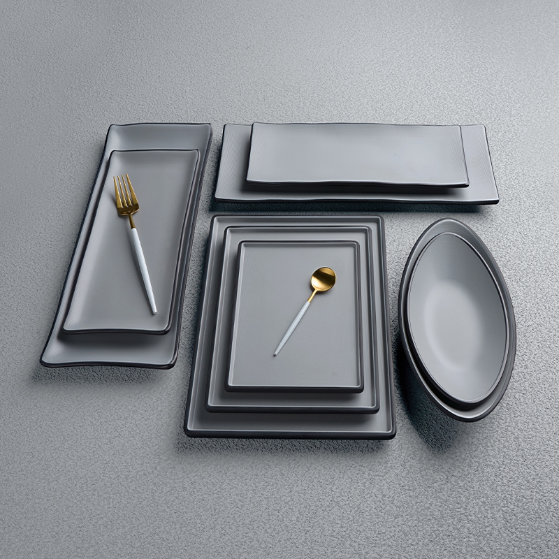 Melamine Two-color Tableware Hot Pot Plate Barbecue Plate A5 Food Grade Plate · image 4