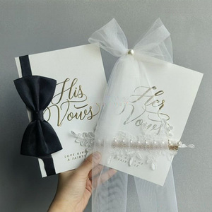 Tarjetas de felicitación de boda estilo INS, libro de juramentos de boda, tarjeta de juramento, tarjeta de declaración con estampado dorado - Product Image 3