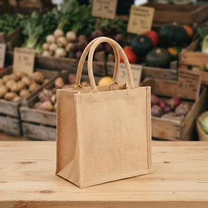 Premium Choice Natural <b>Woven</b> Jute Tote <b>Bags</b> Durable Eco Friendly Reusable Shopping Carry <b>Bags</b> with Strong Handles for Grocery - Product Image 1