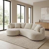 Keine Montage erforderlich: Modernes, geschwungenes L-förmiges, bequemes Schlafsofa, übergroßes Sofa in einer Box, minimalistisches Design