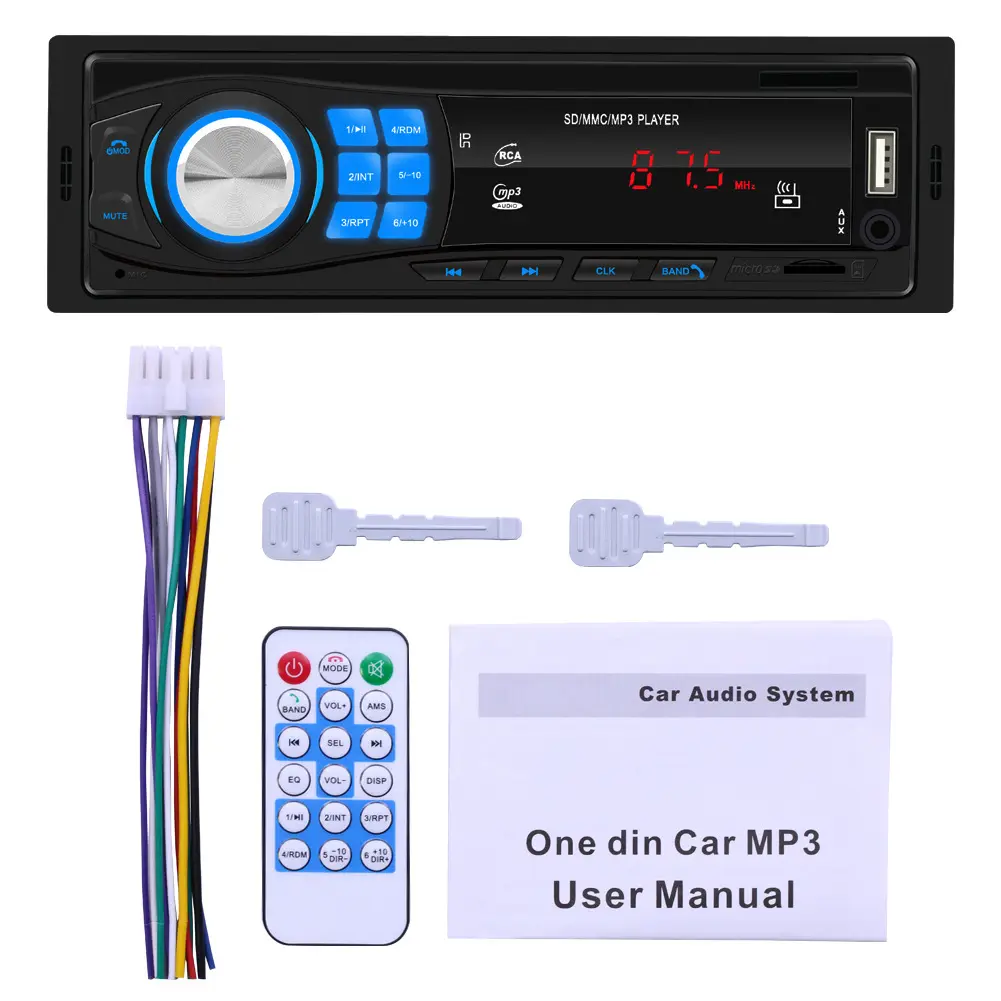 Car Radio MP3 Player 1 Din Autoradio Stereo BT Digital Screen FM Radio Car Audio Music USB/SD AUX IN Charging