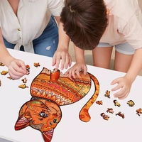 Casse-tête en bois peint en 3D personnalisé Jouets Casse-tête de dessin animé intellectuel pour enfants Jeux de puzzle 3D