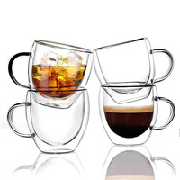 Verrerie de cuisine 85ml, 4 pièces, 6 pièces, 1 pièce, tasse en verre borosilicate à double paroi avec poignée