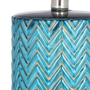Cylinder <b>Table</b> Lamp Coastal Chevron Glass Base Decorative Night Light for Bedroom Living Room <b>Bedside</b> Styling - Product Image 4