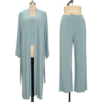 Ensemble de pyjama 3 pièces pour femmes, vêtements de détente en viscose de bambou, robe, camisole et pantalon, vêtements de nuit pour femmes