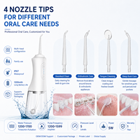 Irrigador Bucal Portátil Recargable de 300 ml para el Hogar y Viajes con 4 Boquillas para Limpieza Dental