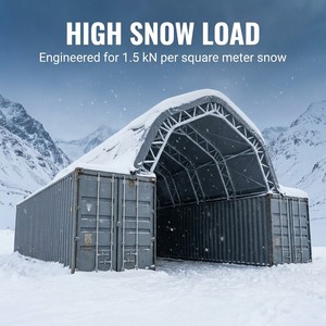 Abri de jardin autoportant résistant aux charges de neige, galvanisé à chaud, avec toit <span class=keywords><strong>en</strong></span> pente, pour conteneurs, stockage de marchandises, parking 3 <span class=keywords><strong>voitures</strong></span> - Product Image 4