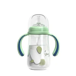 Bouteille d'eau pour bébé 3 en 1 avec Logo personnalisé, ensemble de bouteilles de lait pour nouveau-né, tasse de paille, bouteille PP pour bébé