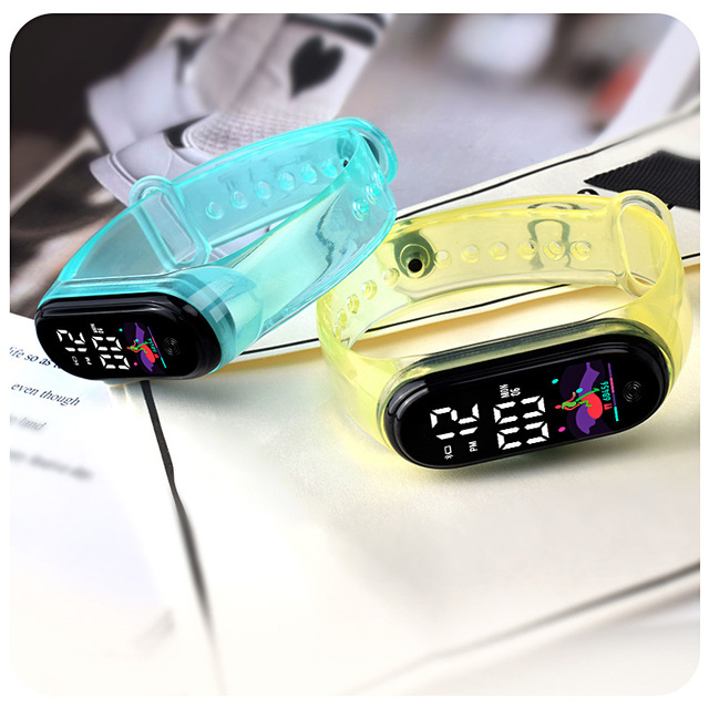 2026 Wholesale Factory-hot Sale Waterproof Outdoor Sports Minimalist Transparent LED Oval Digital Watch Students Kids Boy Girl