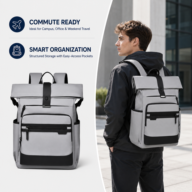 Custom Logo Backpack Factory 15.6 Inch Laptop Bag Business Minimalist Sports Travel School Bag Waterproof Roll Top Nylon Unisex