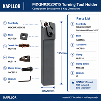 Porte-outil pour tour CNC, 107 degrés, carré, OEM MDQNR2020K15, outil de coupe de type M
