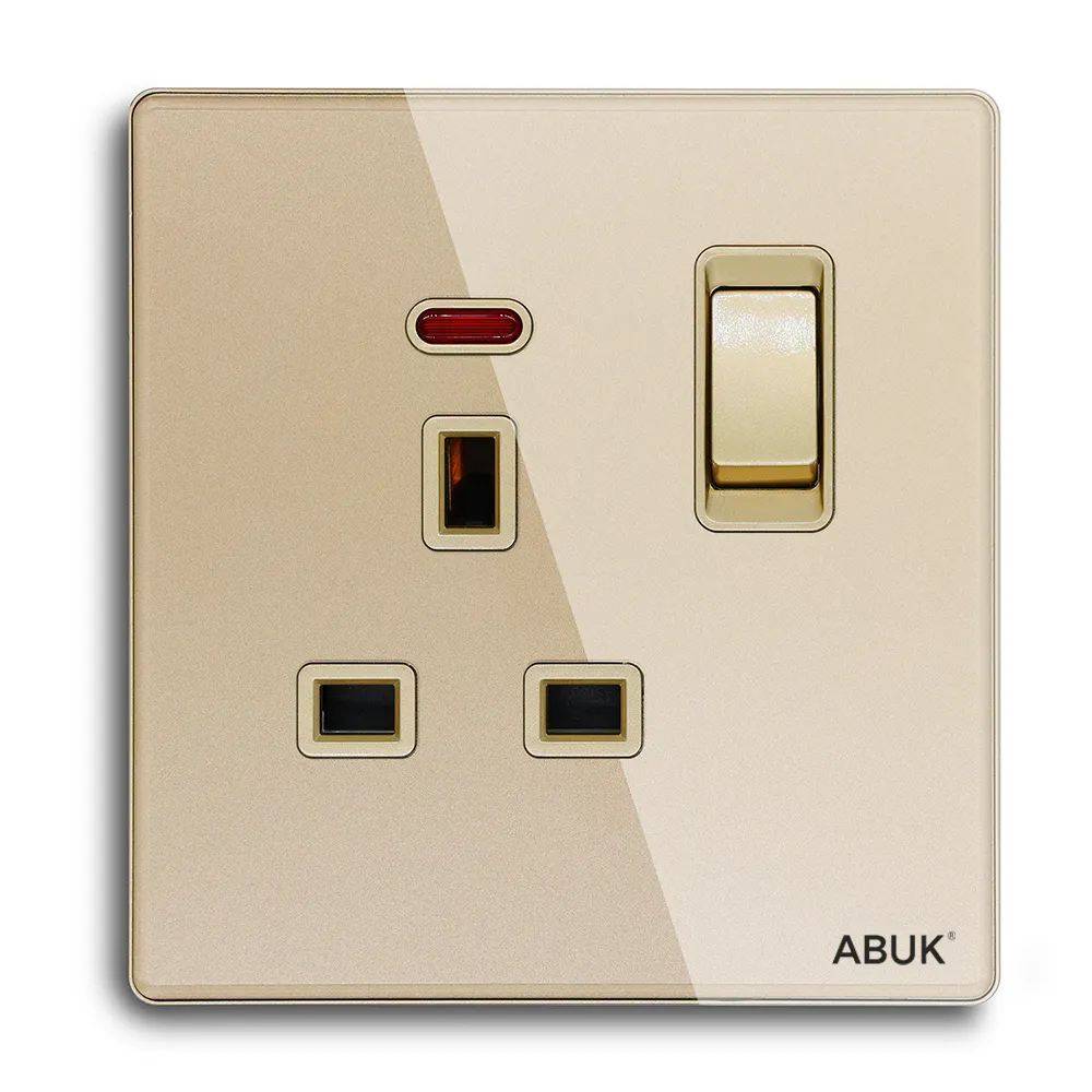 Abuk Wall Switched Socket Manufacture 13a 250v 1gang Light Uk Decorative Universal Electric Wall Sockets And Switches