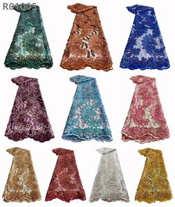 Wholesale Price Guipure <strong>Lace</strong> Fabric <strong>Fancy</strong> Sequins Embroidery Corded <strong>Lace</strong> Fabric - Product Image 2