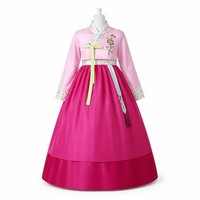 Robe traditionnelle coréenne Hanbok rose pour femmes, Jeogori Chima, broderie florale, tenue de fête, costumes de scène et de danse