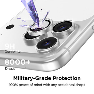 Protection d'objectif d'appareil photo en verre trempé 3D transparent diamant 9H personnalisée OEM ODM pour iPhone 17 16 15 Pro Max - Product Image 2