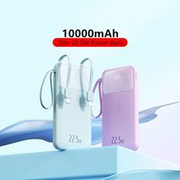 Batterie externe universelle portable à charge rapide avec câble intégré, type C, lithium polymère, 10000 mAh, grande capacité, batterie externe compacte
