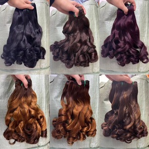 Extensions de cheveux humains bouclés rebondissants à double tirage, cuticules alignées, cheveux vierges bruts Remy, trame nouée à la main - Product Image 6