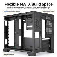 Boîtier PC Gaming MicroATX Mid Tower avec double fenêtre latérale en verre trempé, ventilateurs RGB à haute circulation d'air, châssis d'ordinateur