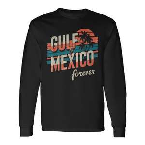 Camiseta Retro Vintage del Golfo de México de Manga Larga, Camiseta Promocional Vintage del Golfo de México - Product Image 1