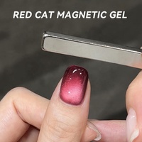 UR SUGAR perles de verre à vin de cerise avec logo personnalisé gel magnétique pour chat lumière de l'eau gemme rouge gel pour les yeux de chat vernis à ongles gel UV soak off