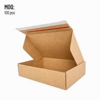 Boîte d'expédition personnalisée en carton kraft ondulé réutilisable avec bande déchirable, fermeture auto-adhésive sans colle, sans fermeture éclair, sans ruban adhésif, avec paillettes