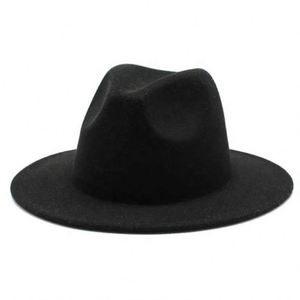 Wholesale Formal Casual <b>Flat</b> Wide Brim Fedora <b>Hat</b> for Unisex Adults Burgundy Solid Color Polyester/Cotton 4 Season Use - Product Image 2