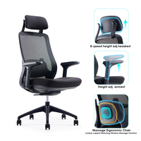 Chaise de massage de luxe 2026 avec système de chauffage infrarouge, support lombaire rotatif, chaise de bureau à gravité zéro, inclinaison intégrale du corps, chaise de patron