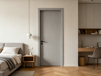 Porte intérieure moderne insonorisée en bois massif fini, ouverture manuelle pour chambre à coucher