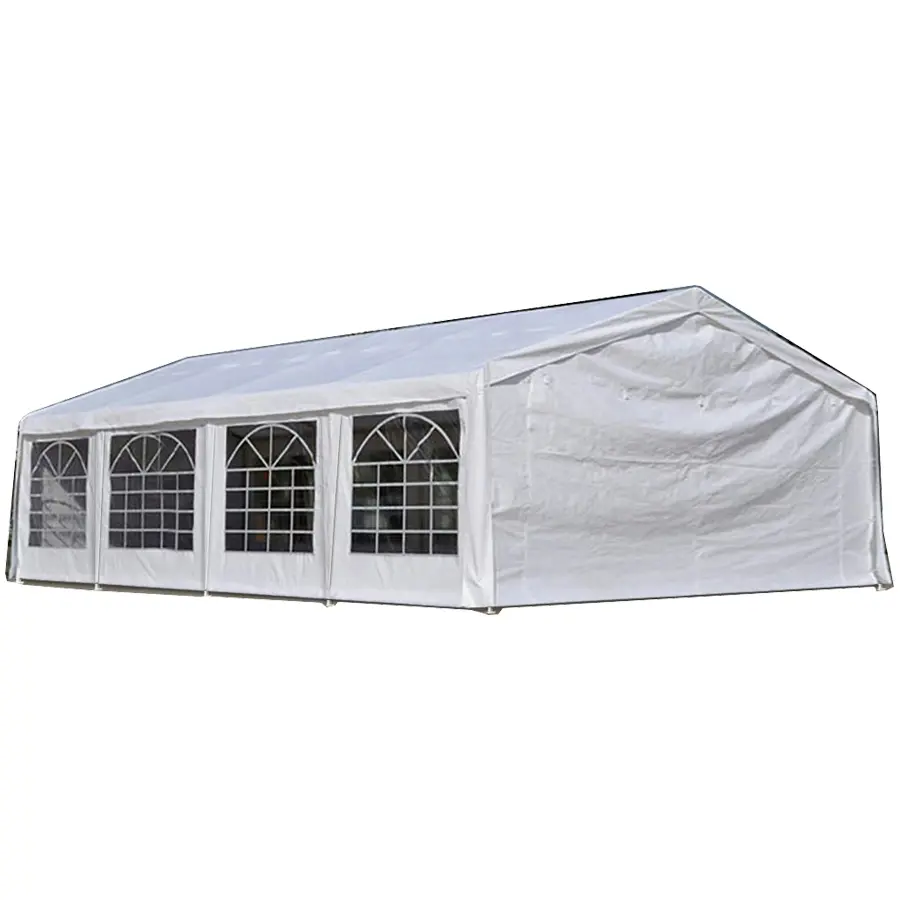 Budget white PE wedding party outdoor tents with full set of sidewalls 4 x 8 m