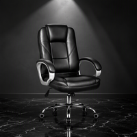 Fauteuil de direction pivotant de luxe en cuir, ergonomique et contemporain, avec fonction massage et repose-pieds