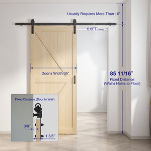 Livingston Porte de grange intérieure en bois massif pour bureau Design coulissant rustique - Product Image 3