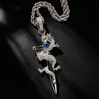 Chaîne de collier Hip Hop pour homme avec pendentif croix dragon en zircon, chaîne corde, zirconiums AAA, style Iced Out, tendance, vente en gros