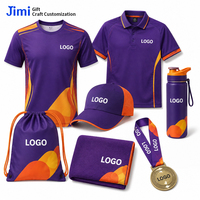Ensemble de vêtements d'équipe sportive personnalisés, tissu imprimé par transfert thermique, t-shirt personnalisé avec logo, polo, bouteille d'eau, médaille - Ensemble cadeau pour événement