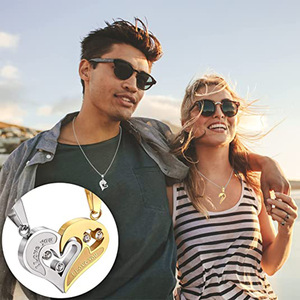 Colgante Unisex de Acero de Titanio con Estrella y Corazón, Incrustado con Diamantes, para Amantes, Regalo Ideal, Cadena de Acero Inoxidable - Product Image 1