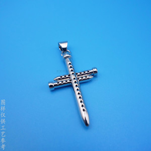 Custom Brass <b>Sandblasted</b> Cross Pendant With Micro Set Diamonds Silver Plated Religious Charm For Necklace - Product Image 2